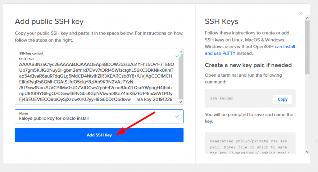Click "Add SSH Key"