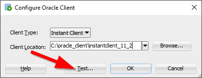 Configure Oracle Client Modal Window